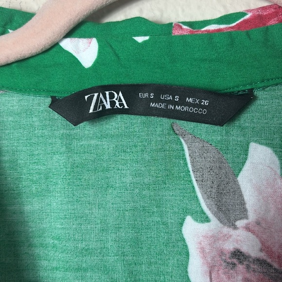 Zara Green Pink Floral Pattern Tiered Midi Dress size small - Picture 8 of 14